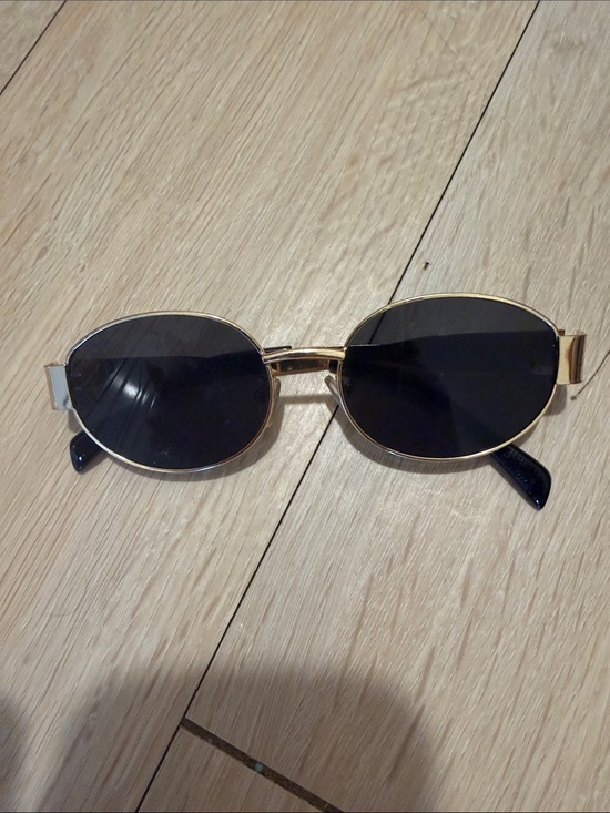 Accessories - Gold Oval Sunglasses with Black Lenses